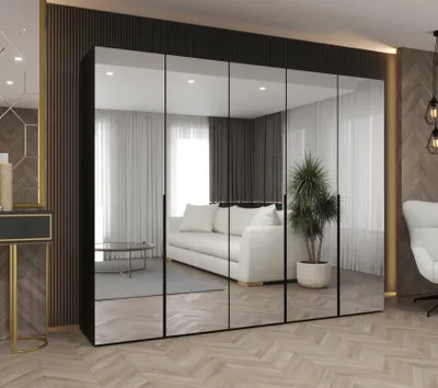 Obrázek produktu pro Zrcadlová šatní skříň 250 cm BUGRA - černá