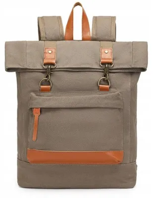 Produktbild von Kono Vintage Canvas Leder Rucksack Khaki Damen