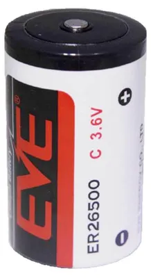 A single EVE ER26500 C battery is shown against a white background.