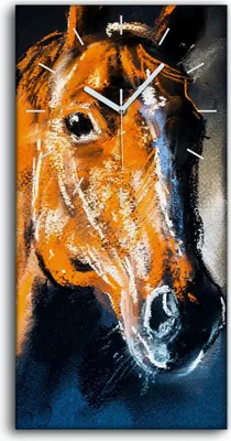 Produktbild von Wandkunst Leinwand Bild Uhr Geräuschlos 30x60 Gemälde Abstrakte Tier Pferd Kunst - weiße Hände