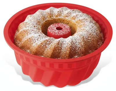 Tulbandform aus Silikon, Ø 22 cm, rot, flexibel, antihaftbeschichtet