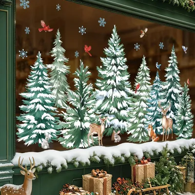 Produktbild von Fensterbilder Weihnachten Kiefer Tiere 9 Blätter 20x30cm PVC doppelseitig bedruckt