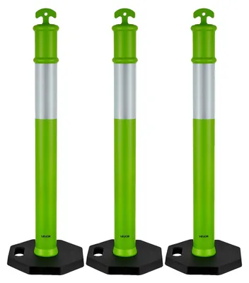 Imagen del producto de VEVOR: Señales de tráfico, juego de 3 unidades (114 cm) con base pesada y bandas reflectantes. Ideales para obras, aparcamientos, y para controlar el flujo de personas. También aptas para zonas verdes