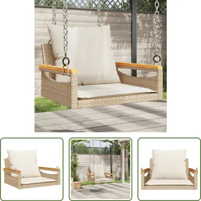 Obrázek produktu pro The Living Store Závěsné křeslo s polštářem Béžová 63x62x40 cm Poly ratan