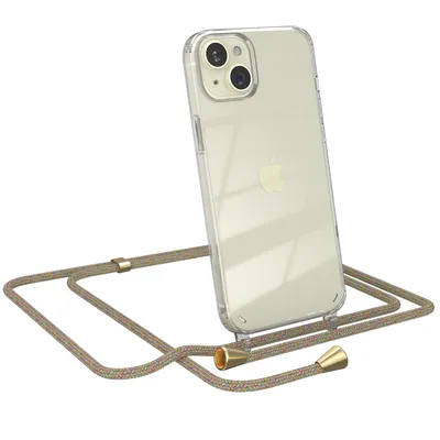 Produktbild von EAZY CASE Handykette kompatibel mit Apple iPhone 15 Plus, Handyhülle mit Umhängeband, Handykordel, Schutzhülle Clear, Band in Bunt