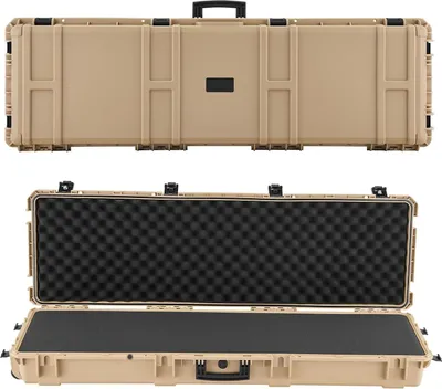 Image de Valises pour armes - Valise pour fusils d'épaule - Coque rigide - Verrouillable - Mousse prédécoupée - Avec roulettes - IP67 étanche - 139 x 43,5 x 18,8 cm - Kaki