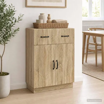Zdjęcie produktu dla Komoda vidaXL z drewna dębowego Sonoma, 66 x 34,5 x 87 cm, materiał drewnopochodny