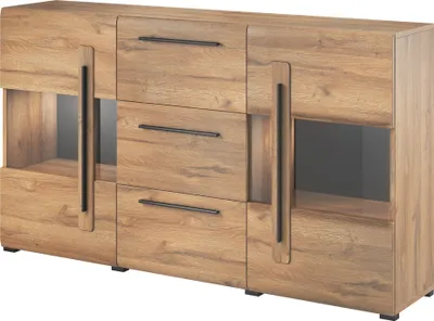 Produktbild von Furniture24 Sideboard 180 cm TULSA 28 Kommode 2 Türen 3 Schubladen Grandson Eiche ohne Beleuchtung