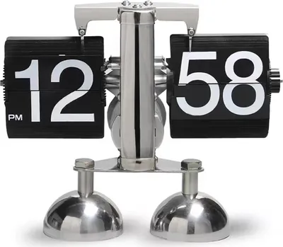 Produktbild von Automatische Umblaetteruhr Edelstahl Doppelfuss Kleine Skalen Flip Schreibtischuhr Vintage Wohnzimmer Dekoration
