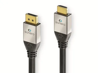 Produktbild von SONERO DisplayPort-Kabel Premium, 5 m, DP-Stecker/HDMI-Stecker, 4K, schwarz