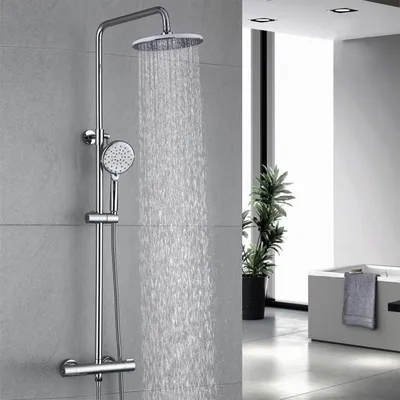 Produktbild von OKWISH Duschset Duschsäule Duschsystem mit Thermostat Regendusche und Handbrause Messing Brausegarnitur Regendusche Duschset