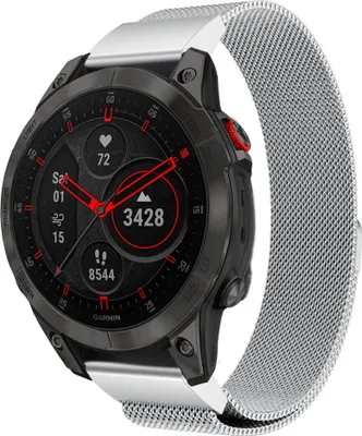 Produktbild von Strap-it Milanese Armband - Kompatibel mit Garmin Epix Gen 2Armband Hochwertiges Material -Edelstahl Magnetische verschluss für Armband Silber 22mm smartwatch