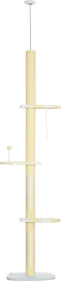 Produktbild von Kratzbaum, Katzenkratzbaum Deckenhoch, 220-260 cm, Kletterbaum mit Spielball, Katzenbaum Höhenverstellbar, Spielbaum mit Kippschutz, Plüsch, Gelb