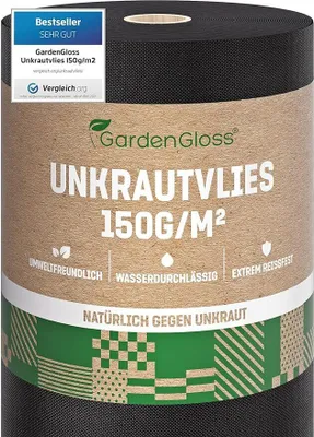 Obrázek produktu pro GardenGloss® 50 m² textilie proti plevelu Zahradní textilie proti plevelu – fólie proti plevelu Propustná pro vodu a odolná proti roztržení 150 g/m² – textilie proti plevelu Odolná proti UV záření