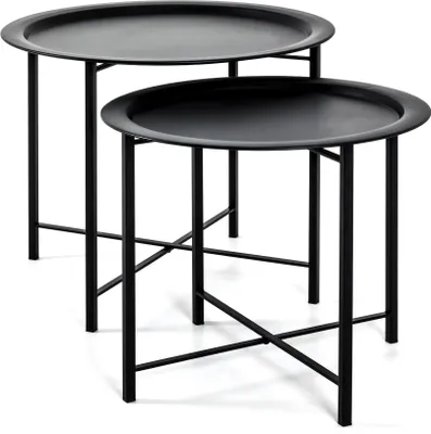 Produktbild von HAKU Couchtisch 2er Set schwarz - Metall, B/H/T: 52/62 x 44/49 x 52/62 cm