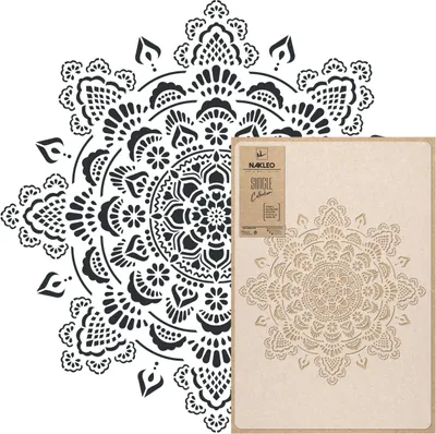 Produktbild von Mandala Große Malschablonen Durchmesser 56 cm, Boho Kreis Mandala Geometrisches Ornament, Wiederverwendbare Kunststoff Wandschablone DIY