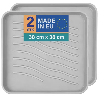 Produktbild von Schuhabtropfschale 38x38x2,5cm Hellgrau 2er-Pack, Schuhwanne mit hohem Rand, wasserdicht, robuste Abtropfmatte für Schuhe, Schutz vor Schmutz & Nässe