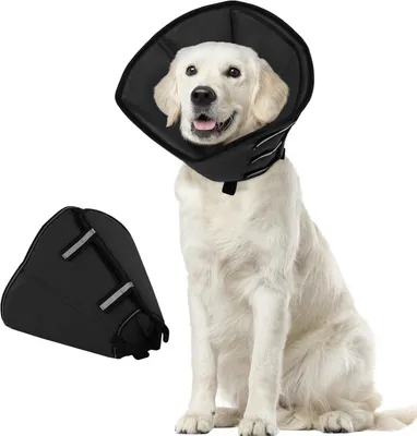 Produktbild von Hundehalsband Leckschutz XL, atmungsaktives Terylen, verstellbar, für Operationen, schwarz