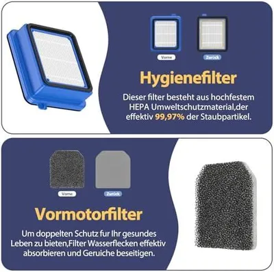 Produktbild von 8 Stück QX7 Filter für AEG -Filter Zubehör Set für AEG QX6 QX7 QX8-2 ASKW1 Staubsauger Ersatzteile Ersatzfilter Filterset für AE G mit 4 Vormotorfilter 4 Hygienefilter 1 Reinigungsbürste,Waschbar