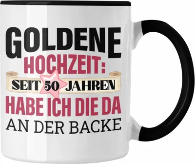 Produktbild von Trendation - Goldene Hochzeit Tasse Geschenk Ehefrau Ehemann 50 Jahre Verheiratet Geeschenkidee (Schwarz)