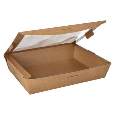 Produktbild von Feinkostboxen Pappe "pure" eckig 1500 ml 4,5 cm x 21 cm x 16 cm braun "100% Fair"
