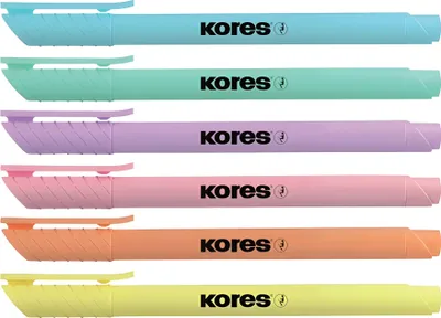 Image de Kores TM36246 Stylo surligneur Kores "High Liner Pastel", étui de 6 pièces