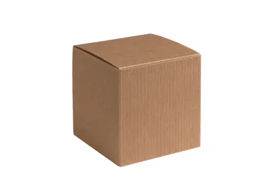 Produktbild von Geschenkbox Qubus aus offener Wellpappe, Geripptes Karton NATUR, Format 15x15x15cm, 100 St.