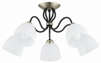Produktbild von Deckenlampe Metall Glas E27 B: 58 cm in Gold Weiß Schwarz Modern