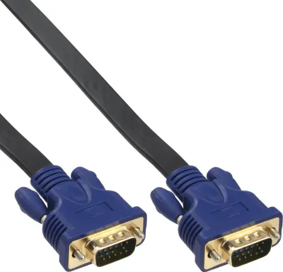 Produktbild von InLine® S-VGA Flachkabel, 15pol HD Stecker / Stecker, schwarz, 10m