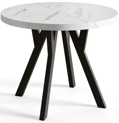Produktbild von Esstisch Rund Ovo, Esstisch Ausziehbar 80-130 cm, Moderner Wohnzimmertisch und Küchentisch, Marmur