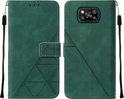 Obrázek produktu pro Flipové kožené pouzdro pro Xiaomi Poco X3 NFC / X3 / X3 Pro peněženkový design pouzdro s embosováním, držákem karet a stojánkem zelené