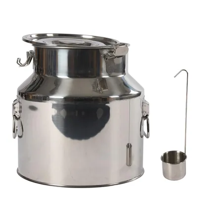 Image de 22L Pot à lait en acier inoxydable étanche à l'air avec couvercle Porte-vin Seau à vin (argent)