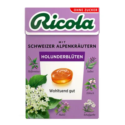 Immagine prodotto di Ricola Sambuco senza zucchero Erbe svizzere in scatola 50g