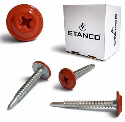 Zdjęcie produktu dla Wkręty samowiercące ETANCO GM-B do dachów stalowych, kolor RAL 3020 (czerwony sygnalizacyjny), 4,2 x 32 mm, 250 szt.
