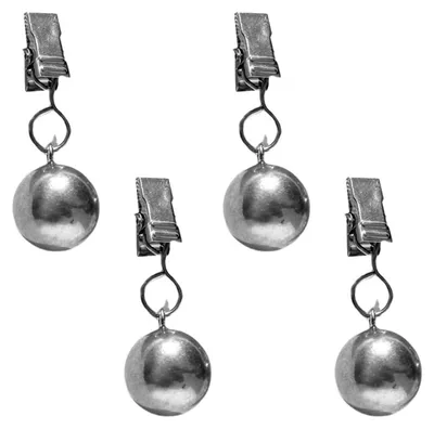 Produktbild von Set mit 4 robusten Tischdeckenbeschwerern aus Metall – kompaktes/tragbares Design – ideal für Picknicks, Hochzeiten und Tischdekoration – praktische Clips