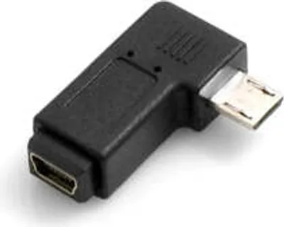 Produktbild von SYSTEM-S Mini USB Eingang auf Micro USB Stecker 90° links gewinkelt Winkelstecker Adapter