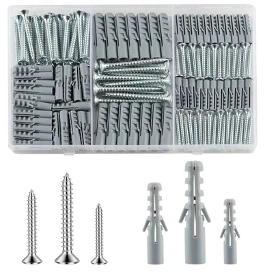 Image de Set de chevilles et vis - 230 pièces - Chevilles à expansion et vis autotaraudeuses - Lot de 230