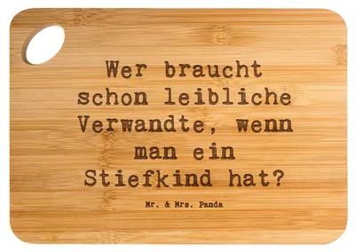 Produktbild von Mr. & Mrs. Panda Holzbrett Spruch Stiefkindliebe - Transparent - Geschenk, Familienbeziehungen, Liebe, Humor, holzschneidebrett, küchenbrettchen, Patchworkfamilie