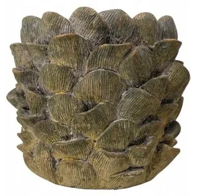 Image de Donika Cache-pot décoratif coquillages ciment vert 20x19 cm