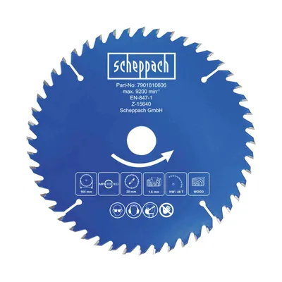 Produktbild von HW Kreissägeblatt Scheppach - Ø165 x 20 x 1 x 1,6 mm | 48 Zähne | Ersatzsägeblatt für Handkreissägen