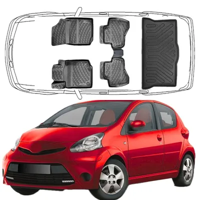 Produktbild von 3D Auto Fußmatten & Kofferraumwanne Set Kompatibel mit Toyota Aygo 1.Gen 2005-2014