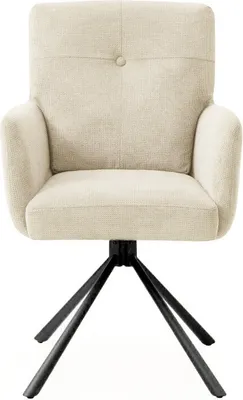 Produktbild von Casadolce Esszimmerstuhl KALAN, 2er-Set, beige, 57x66x93 cm, gepolstert, 180° drehbar, Taschenfedersitz, Metallbeine, 120 kg Belastbarkeit