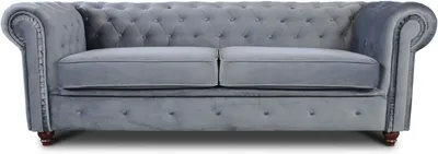 Produktbild von Easy4You Chesterfield Grau 3-Sitzer Sofa Sofas für Wohnzimmer Sofagarnituren mit Holzfüße Set Sofas & Couches Velvet 10