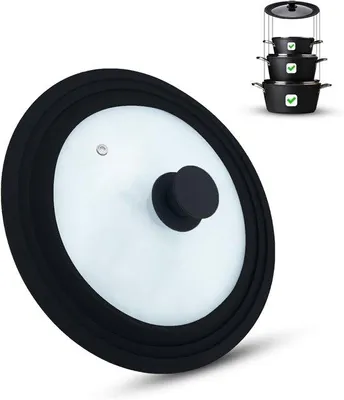 Produktbild von Universeller Glasdeckel schwarz 3-teilig