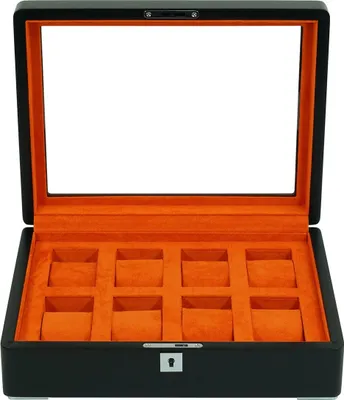 Immagine prodotto di Rothenschild RS-3420-8-BL-ORA Scatola per orologi nera [8] con velluto arancione