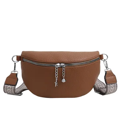 Produktbild von Crossbody Bag Damen Breiter Gurt, Umhängetasche Damen Klein, Bauchtasche Damen Leder Geldbörse,Damenhandtasche mit abnehmbarem Schulterriemen (Brown)