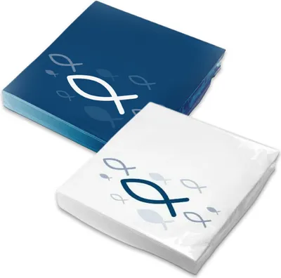 Produktbild von SET - 40x itenga Servietten Fisch Mix (20x Blau Weiß und 20x Weiß Blau 30 x 30 cm)