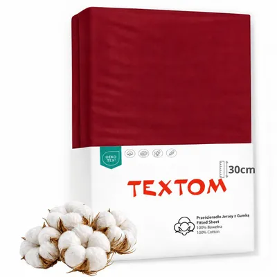 Produktbild von TEXTOM Jersey Spannbettlaken 100% Baumwolle 160x200 cm Bordeaux für Matratzen bis 30 cm Steghöhe