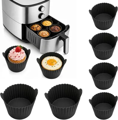 Produktbild von Silikon Muffinförmchen, 6er Set, Rund, Lebensmittelecht, Schwarz