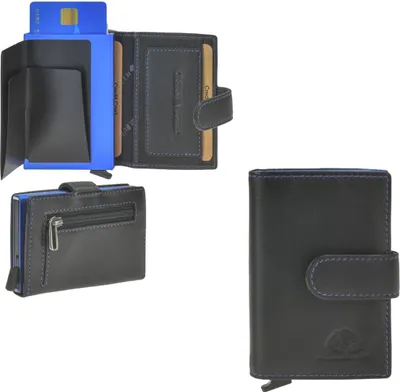 Produktbild von Greenburry RFID Card-Slider Geldbörse Kartenetui schwarz/blau